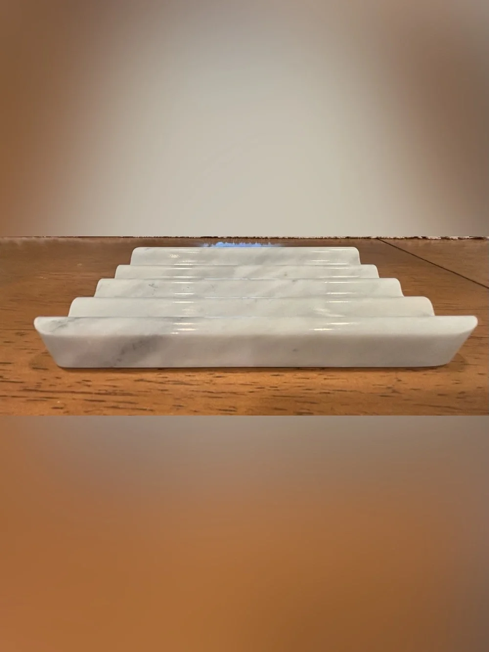 White Marble Ridged Soap Dish Natural Stone Bathroom Decor